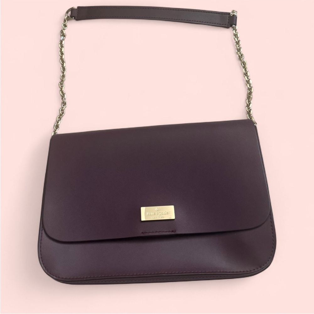 kate spade Plum Leather Chain-Shoulder Bag with Gold Hardware